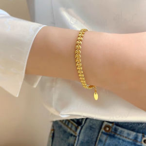 saudi gold 18k pawnable legit pure gold wheat ear bracelet womens light luxury niche exquisite fashion temperament jewelry