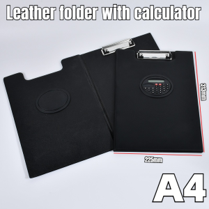 Long/A4 Leather Clipboard with Calculator File Folder Padfolio Clipboard for Office & Business