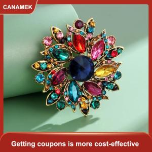 【CANAMEK】 1pcs sáng tạo Tinh thể thủy tinh pins Stylish rhinestone hoa trâm cài cho phụ nữ tổ chức sự kiện vui sang trọng quà tặng năm mới bạn bè trang trí