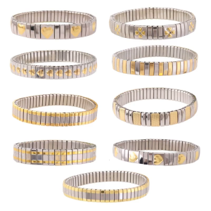 Không Thấm Nước Thép Không Gỉ Đàn Hồi Dày Vòng đeo tay vòng tay kim loại Cho Phụ Nữ Vài Thời Trang Cổ Điển Bangle