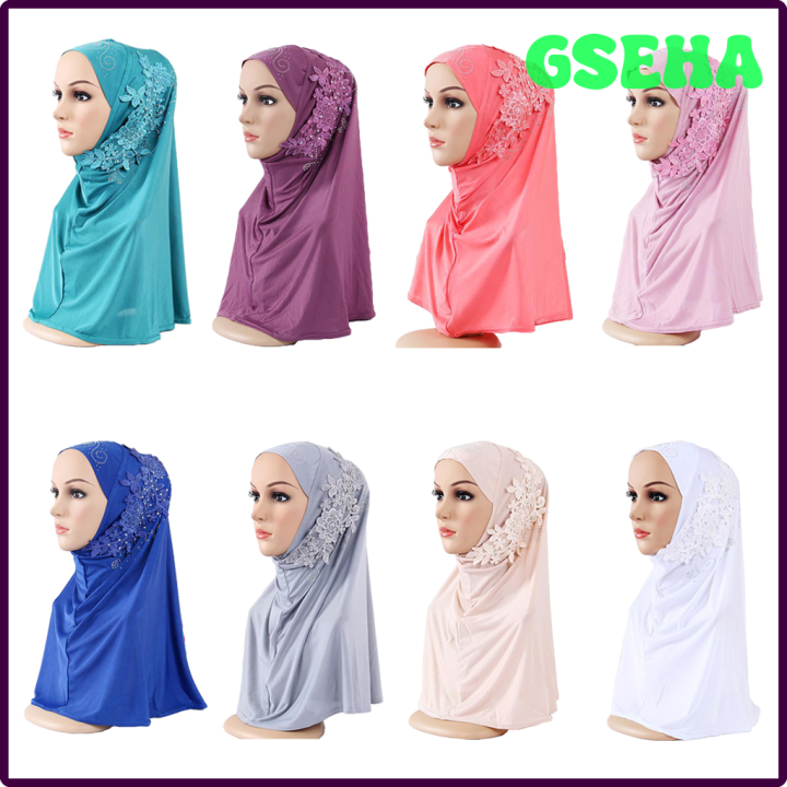 GSEHA Diamonds Lace Hijab Muslim Women One Piece Amira Overhead Prayer ...