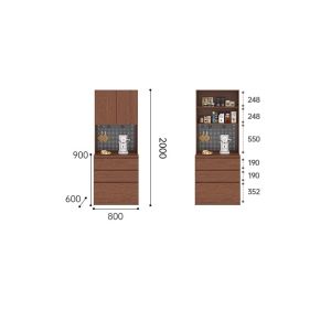 [PRE-ORDER] Solid wood sideboard with perforated panel vintage style suitable for living room kitchen glass door wall-mounted tall cabinet.