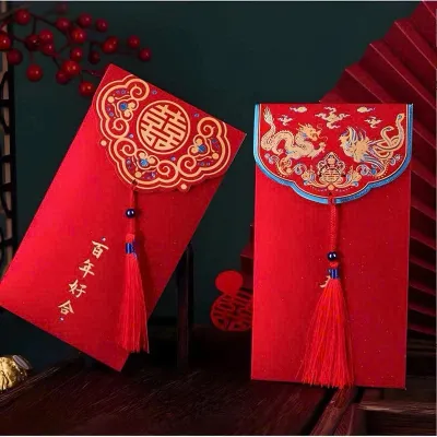 Combo 3 Lì xì đỏ nhủ nhung phủ kim tuyến hàng dày đẹp lì xì tết đám cưới thôi nôi sinh nhật