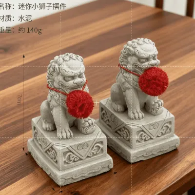 Eyre ✨ 2 Buah Patung Singa Feng Shui Emas Patung Singa Kecil Hiasan Meja Dekorasi Unik Air dan Tanah