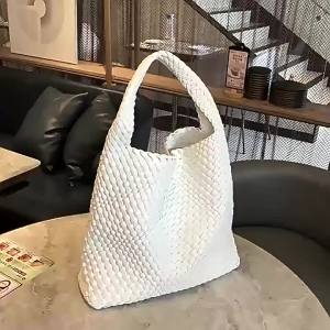 2025 Fashion Soft Hobo Weave Shoulder Handbag With Insert Organizer Woven Vegan Leather Top-handle Tote All-Match Bag
