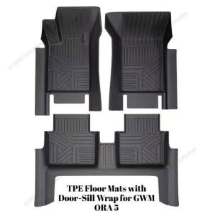 Kail Car Full‑Surround TPE Floor Mats With Door Sill Wrap Custom Fit Auto Floor Liners Vehicle Interior Accessories for ORA 5 2026 5B8Q6