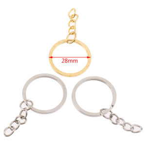 Hmeme 20 móc chìa khóa cái lốc dài 28mm Móc chìa khóa màu vàng bạc móc chìa khóa tròn