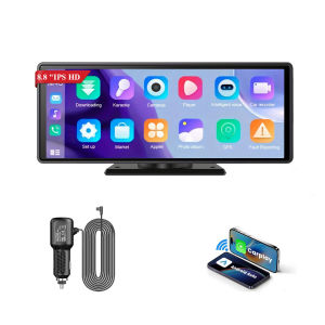 8.8" Touchscreen Wireless Android Auto Carplay Car Stereo G.PS Navigation with Voice Control Bluetooth Handsfree Call Music AUX FM Transmitter Car Radio Receiver