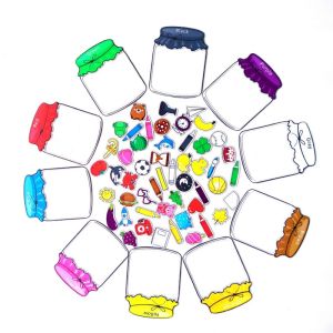 【24h Ship】Hot selling color recognition magnetic classification toy set colored candy cans parenting refrigerators whiteboard magnets.