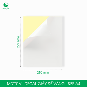 MDT01V - 50 tờ giấy decal đế vàng giấy in đơn hàng tem nhãn dán sticker tự dính - Nhiều size