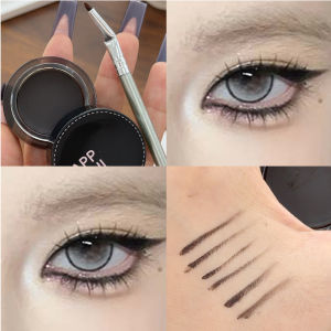 Natural Korean Eyeliner Gel Cream with Brush Waterproof Long Lasting Matte Smooth Black Brown Smudge Proof Eye Liner Eyebrow Cosmetic