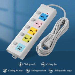 Ổ Cắm Điện - Ổ Điện Đa Năng Loại Xịn Có Cổng Gắn USB Sạc Điện Thoại Kiêm Đèn Ngủ Cực Đẹp - Ổ điện chia 2 cổng USB kiêm đèn ngủ