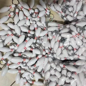12Pcs Bowling Pin Keyring Bowling Pendant Keychain Bowling Pin Key Holder for Children Adult Christmas Birthday Present