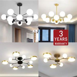 YHLAMP 【Free Tricolor Bulb】Minimalist Modern chandelier chandelier ceiling light home lamp  room chandelier ceiling black gold chandelier for living room Home  indoor bedroom