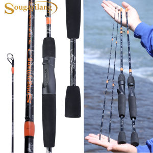 Sougayilang New Fishing Rod 5FT 1.5M Medium Power 2 Section Spinninig Casting Fishing Rod Carbon Fiber Fishing Pole for Freshwater and Salwater