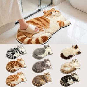 OKONOK Ragdoll/ Orange Cat Cute Cat Floor Mat Non-slip 4060cm Home Bathroom Carpet Quick-drying Floor Mat For Living Room Tea