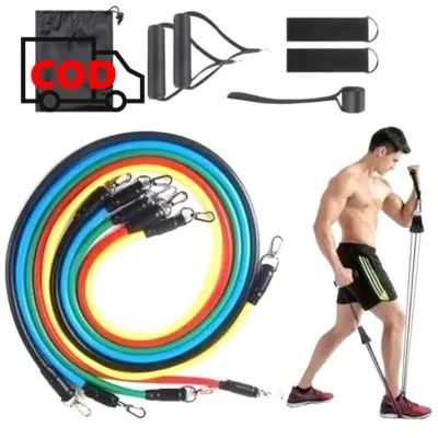 Tali Stretching Pilates Tube Yoga Fitness Set 11 in 1 Lateks Resistance Band Kuat Anti Longgar | Alat Olahraga Peregangan Otot Tubuh Langsing Kebugaran Gym Stretch Rope