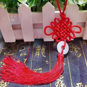 Chinese Knot Wear Jade Piece Chinese Knot Tassel Round Fan Pendant Pendant Accessories Pendant Hand-woven Home Car Decor