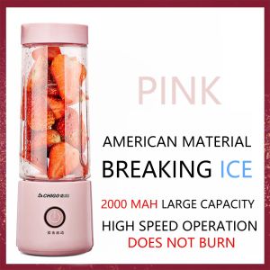 ZHIGO 400ml 4-blade portable juicer mixer portable blender mini electric ice crusher Portable Juicer small household Juicer mini electric fruit Juicer blender