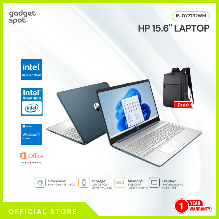 HP Laptop, Intel Core i3-1115G4, 8GB RAM, 256 GB PCIe NVMe SSD,  Windows 11 Home
