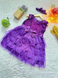 Gaun Pesta Anak Perempuan Glitter Poliester dengan Pita - Warna Cerah
