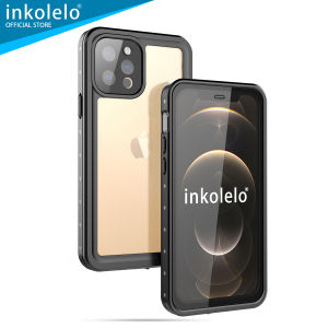 inkolelo Waterproof Case for iPhone 12 Pro Full Body Protection Shockproof Cover for iPhone 12 Pro 61 inches (Black+Transparent)