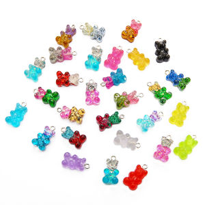 10ชิ้น/ถุงแฟชั่นเรซินน่ารัก Gummy หมีจี้ Charms สำหรับหญิงสาวการ์ตูนผลเครื่องประดับ DIY ขายส่ง