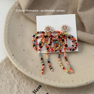 2024 Year Color SUNFLOWER Bow Ethnic Style Tassel Special-Interest Design Exaggerated Earrings