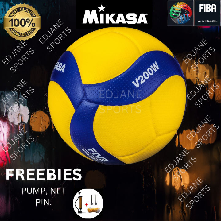 EDJANE SPORTS V200W MIKASA Leather With Free Pump Needle Net Indoor Or ...