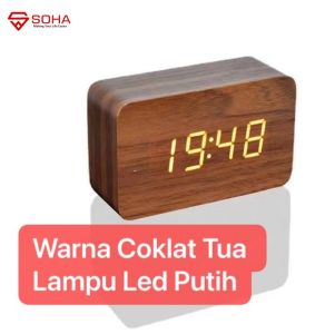 JD-07 Jam Meja Motif Kayu Digital Led Weker / Desain Size Mini Motif Wood Alarm LED Clock Waker Suhu temperature date Tanggal Jam Kerja