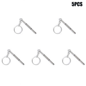 5pcs Eyeglass Screwdriver Kit Keychain Car Keychain Portable Stainless 3 In 1 Sunglass Watch Repair Useful Multi Function Nut Driver Hand Tools
