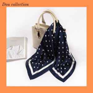 Khăn Lụa Vuông Khăn Turban Họa Tiết Chấm Bi Màu Đỏ - Chất Liệu Chiffon - 70x70cm - Mã KL025