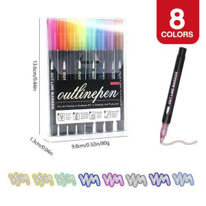 8/12/24/36/48Colors Outline Double Line Art Pen Marker PenFor DIY Graffiti Poster Card Holiday Decor 双线记号笔