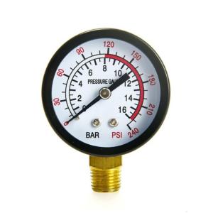 Industrial Vertical Pressure Gauge Device 0-16 BAR Corrosion Resistant Carbon Steel Easy Read Dials for Various Systems