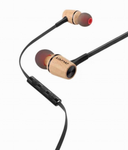 AWEI ES-80TY Wooden Dynamic In-Ear Earphones with Microphone