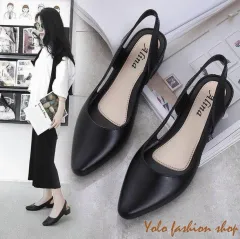 Hoàn tiền 15%]Giày búp bê nữ đế 3p hở gót mũi vuông đính nơ xinh xắn da mềm  êm chân - B35 | Lazada.vn