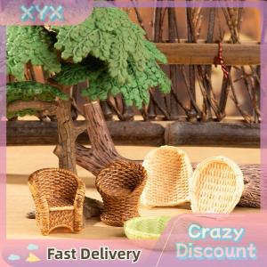 SHGMYD ตะกร้าไม้ไผ่จำลองบ้านตุ๊กตา1 12เก้าอี้ที่ตักขยะบ้านตุ๊กตาขนาดเล็กตกแต่งเฟอร์นิเจอร์อุปกรณ์ตกแต่งบ้านตุ๊กตา