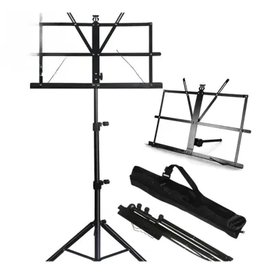 Portable Metal Music Stand Detachable Musical Instruments for Piano Violin Guitar Sheet Music Black