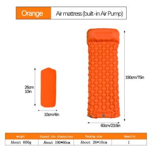 FLORI 75 × 236in Thảm ngủ cắm trại ngoài trời Bơm tích hợp Nylon TPU Đệm ngủ ngoài trời Bền Chức năng bước chân Nệm bơm hơi bãi biển