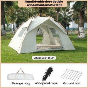 Camping Tent Outdoor Portable Folding Fully Automatic Camping Tent Silver Glue Coating Thickened Rainproof Tent Quick Installation Tent