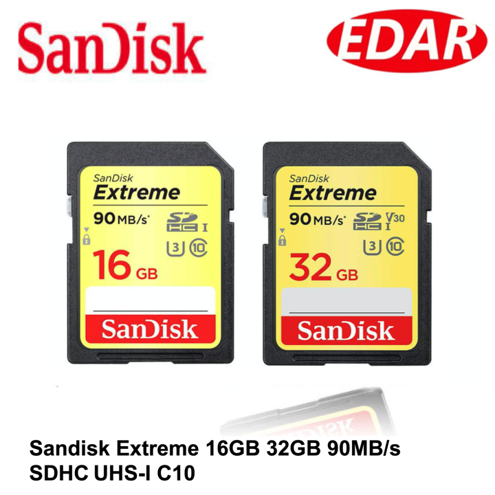 SanDisk Extreme UHSI U3 SD 90MB/s SDHC 16GB/32GB Class 10 Memory Card