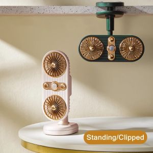 USB Rechargeable Portable Fan Double-head Clip Electric Fan Desktop Small Table Fan Air Cooler Mini-fan Fans for Home 220v