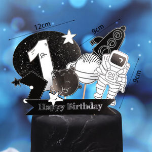 Galaxy Outer Space Series Universe Astronaut Planet UFO Rocket Moon Cake Decoration Topper Dessert 航空星球太空人