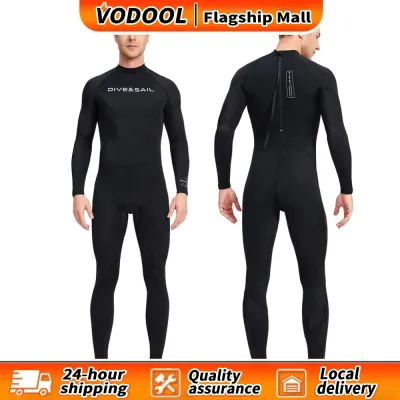 【Fast delivery】 Men Diving Surfing Clothes Long Sleeve Sunscreen Snorkeling Surfing Swimsuit Cold Proof with Zipper Elastic Anti-scratch Water Sports Equipment