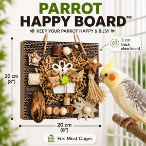 Bird Foraging Toy Gift Box | Natural & Colorful Edition | Keeps Parrots Active Happy & Healthy | Safe Chew Toys Pinecones Loofah Millet Spray