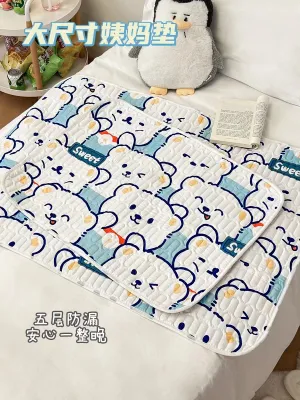5Ply Anti-Side Leakage Urine Mat incontinence Washable Waterproof Bed Pad Menstrual Period Mattress
