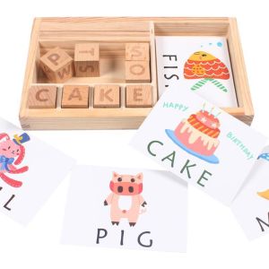 [Nhập RS0822 giảm 30k cho đơn 99k]Đồ chơi xếp hình khối chữ cái tiếng anh theo thẻ hình gợi ý giáo dục nhận thức sớm montessori cho trẻ