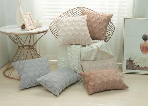 In Style Plush Geometric Cushion Cover Solid Color Sofa Pillowcase Skin Friendly Cushion Case Home Decor A07
