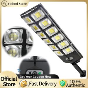 Outdoor Solar LED Street Light with Remote and Motion Sensor for Parking Lot Yard 100W High Brightness IP65 Waterproof