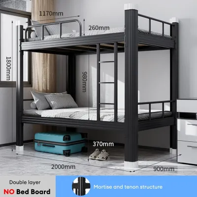 Black Loft Bed Elevated Bed 180*200*90CM Modern Simple and Thickened Iron Art Elevated Bed Bed Apartment Bed Loft Bed For Small Room Student Dormitory Bed Single Size Iron Art Bed Adjustable Staircase Alternating Left And Right